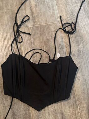 Lucy in the Sky Black Strappy Bustier Crop Top